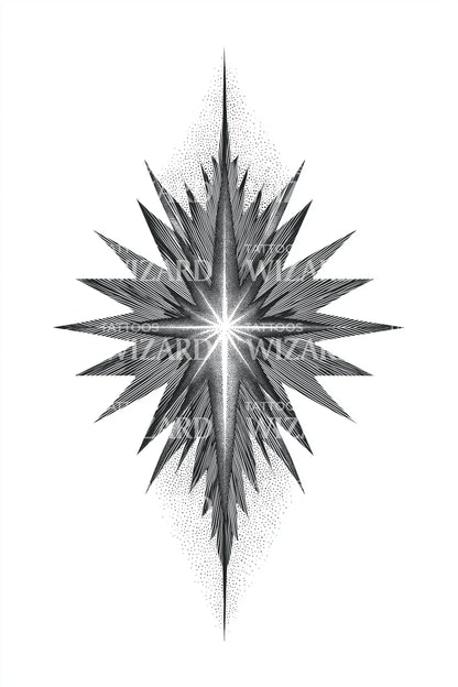 Radiant Starburst Geometry Tattoo Design