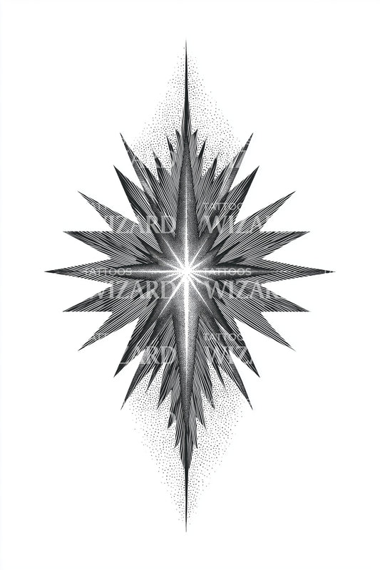Radiant Starburst Geometry Tattoo Design