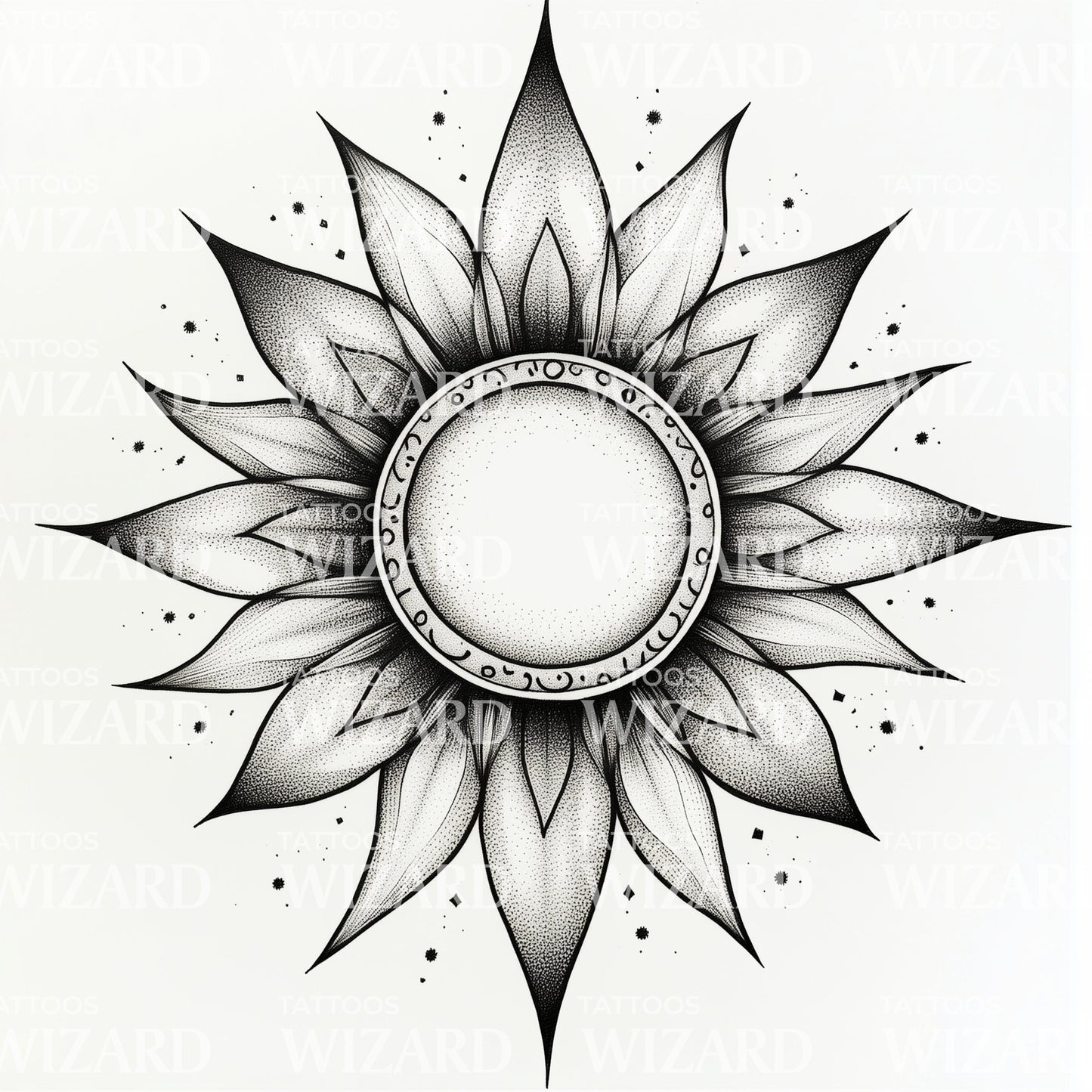 Radiant Starburst Sun Tattoo Idea