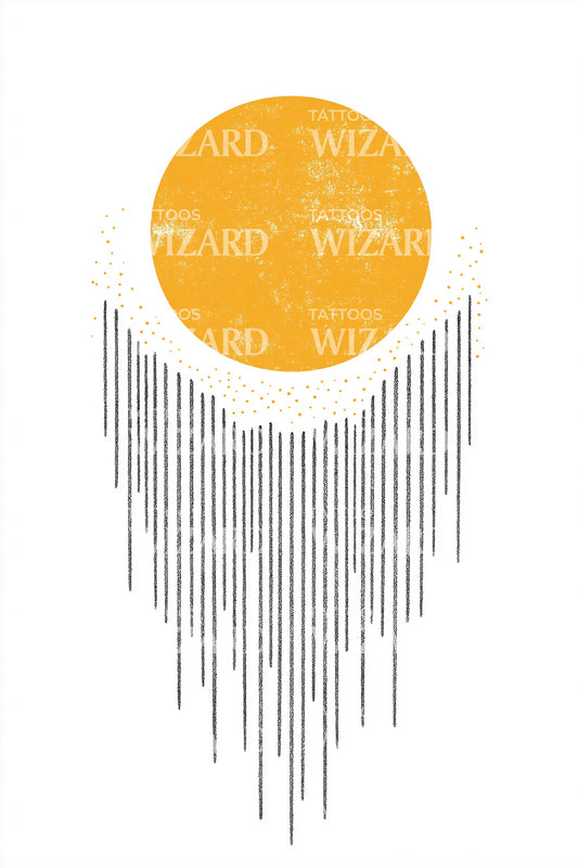 Stralende Zon Druppel Tattoo Illustratie