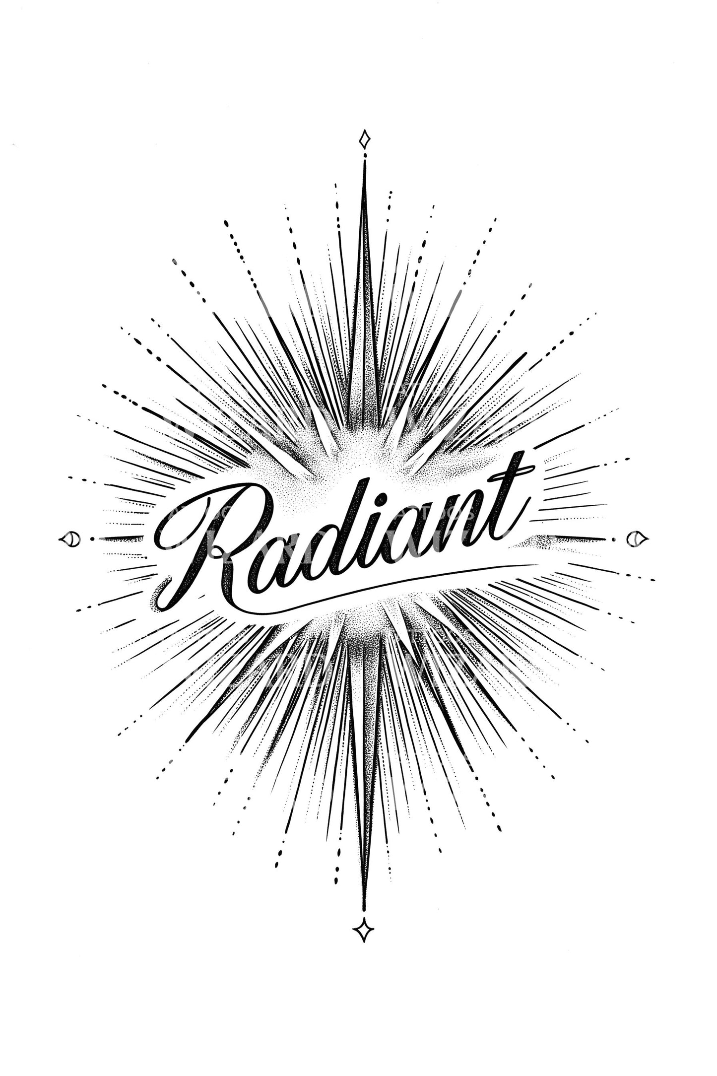 Radiant Sunburst Script Tattoo Design