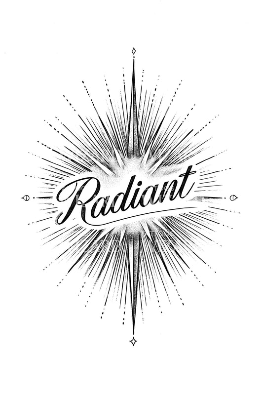 Radiant Sunburst Script Tattoo Design