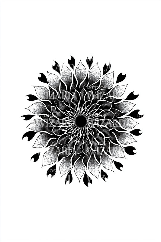 Radiant Sunleaf Mandala Tattoo Design