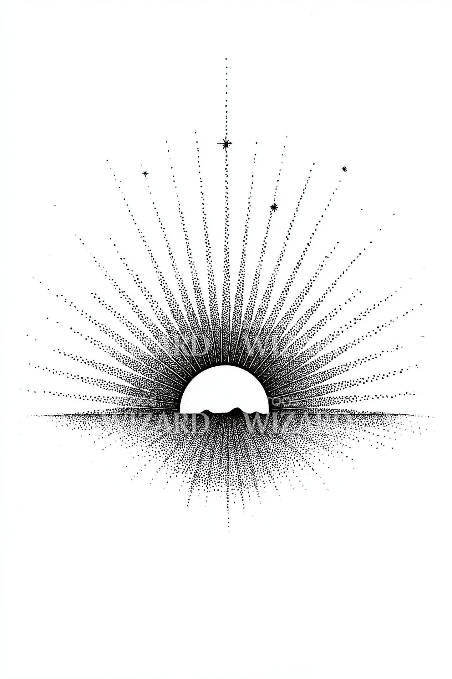 Radiant Sunrise Rays Tattoo Illustration