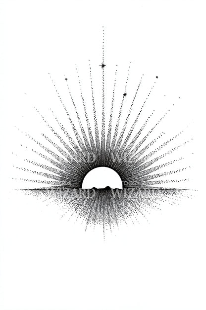 Radiant Sunrise Rays Tattoo Illustration