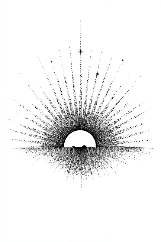 Radiant Sunrise Rays Tattoo Illustration