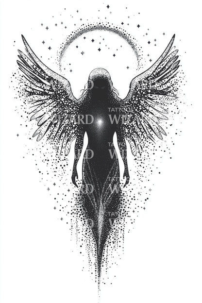 Radiant Winged Angel Tattoo Design