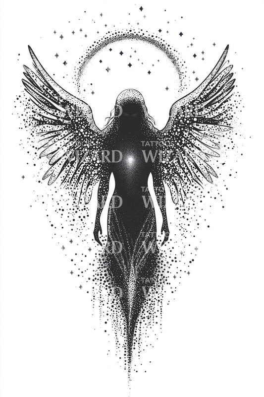 Radiant Winged Angel Tattoo Design