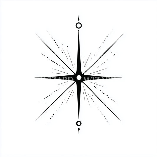 Radiating Compass Lines with Dots Tattoo Design