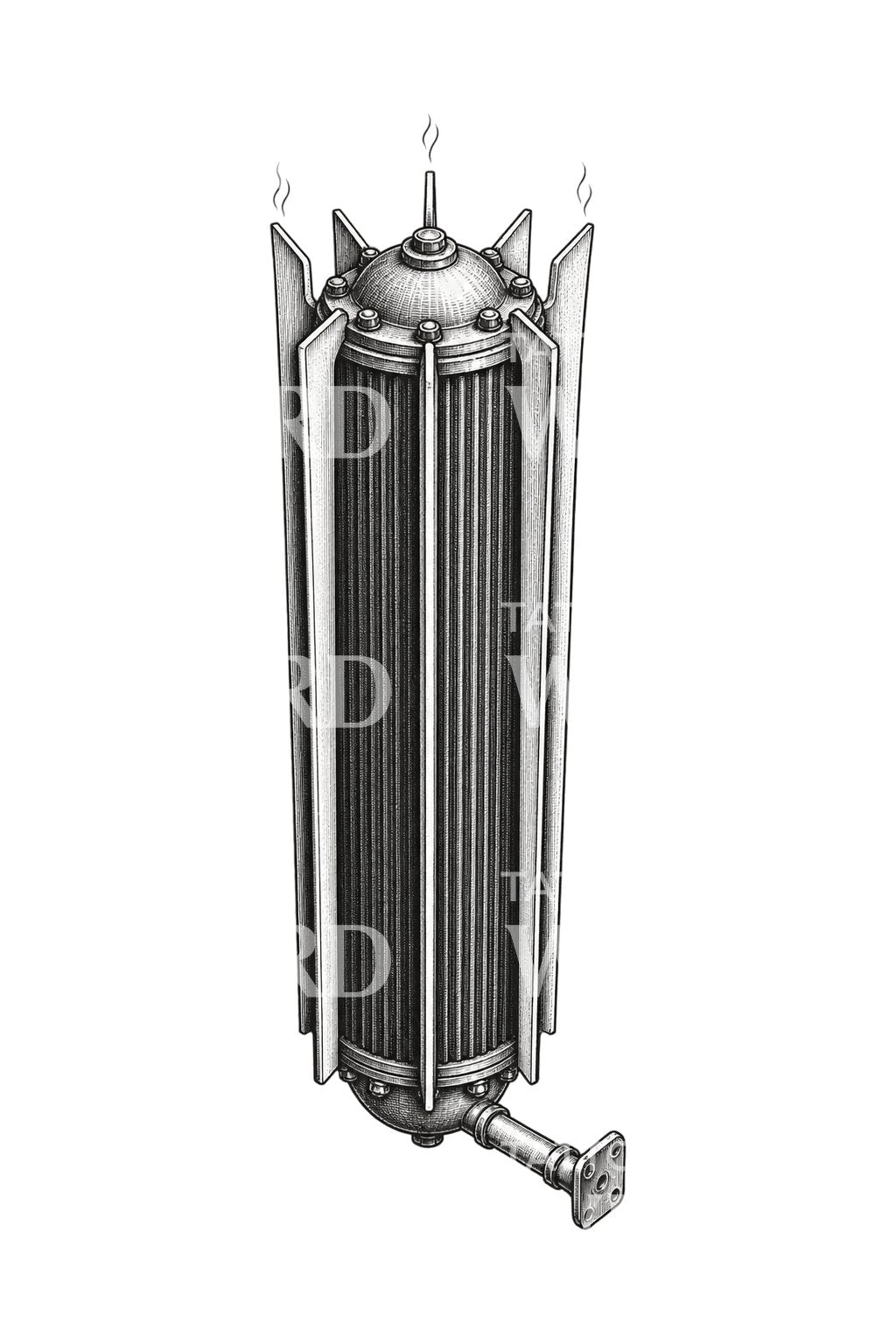 Radioisotope Generator Cooling Fins Tattoo Design