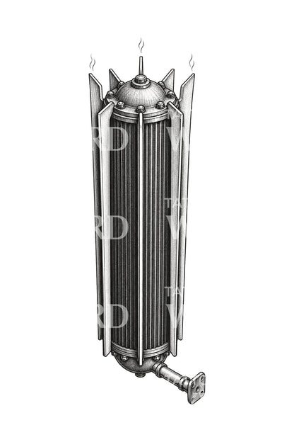 Radioisotope Generator Cooling Fins Tattoo Design