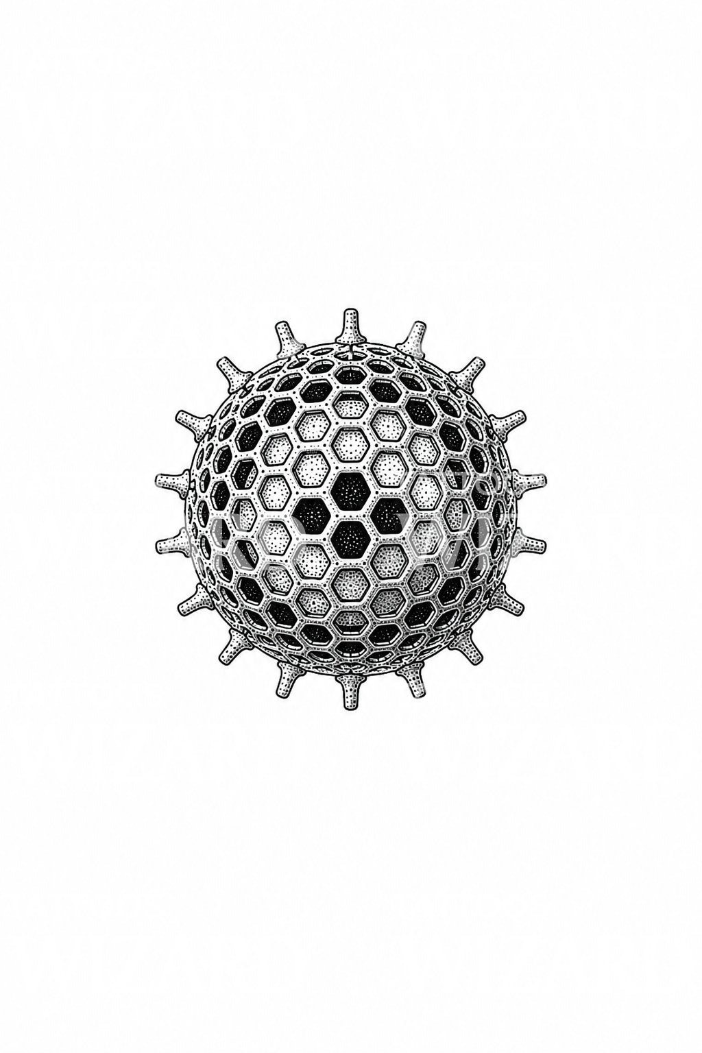 Mikroskopisk radiolarie-kugle som tatoveringsdesign