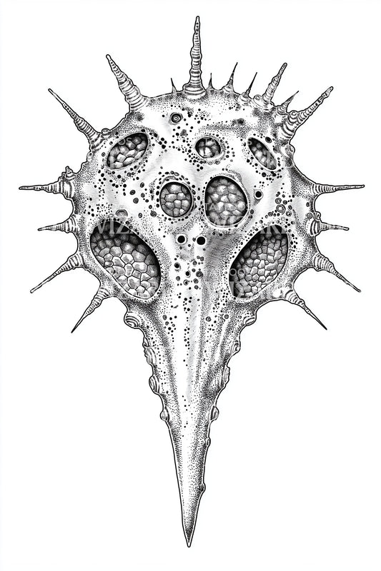 Radiolarian Skull Mask Tattoo Design