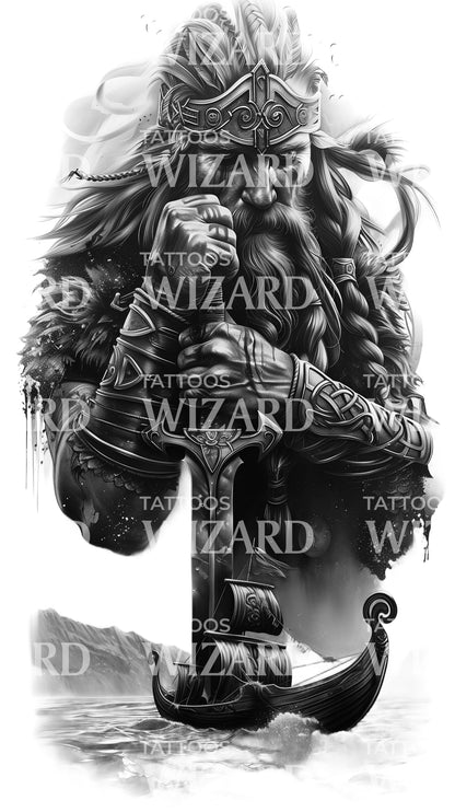 Raiding Viking Berserk Tattoo Design