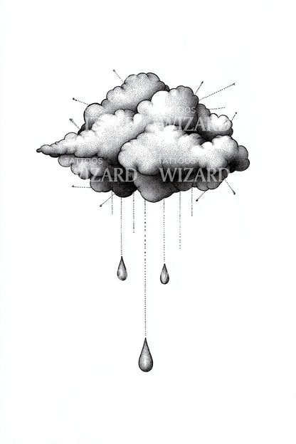 Rain Cloud Minimal Tattoo Design