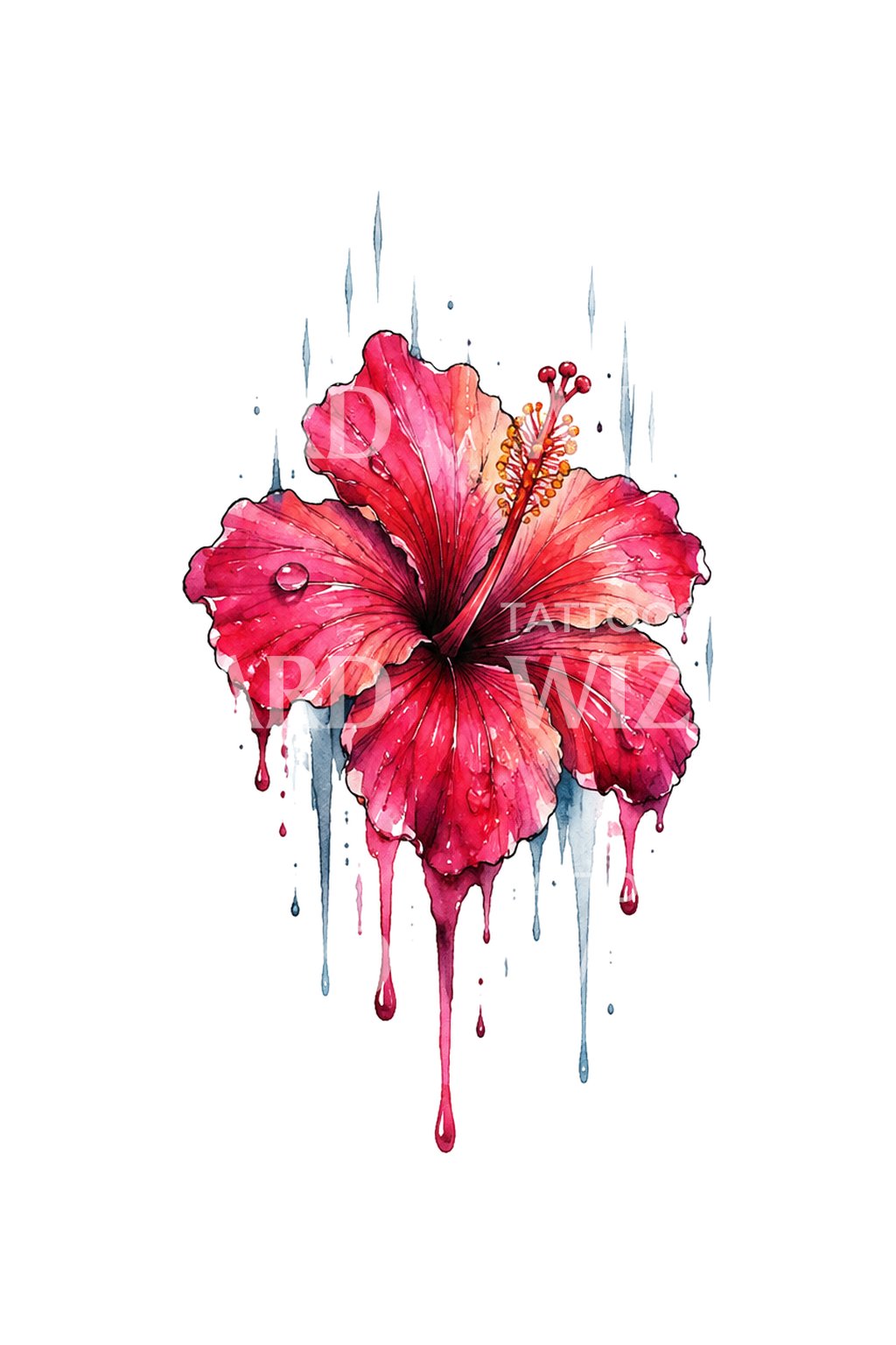 Pontozott hibiszkusz a nap előtt | Tattoo Design