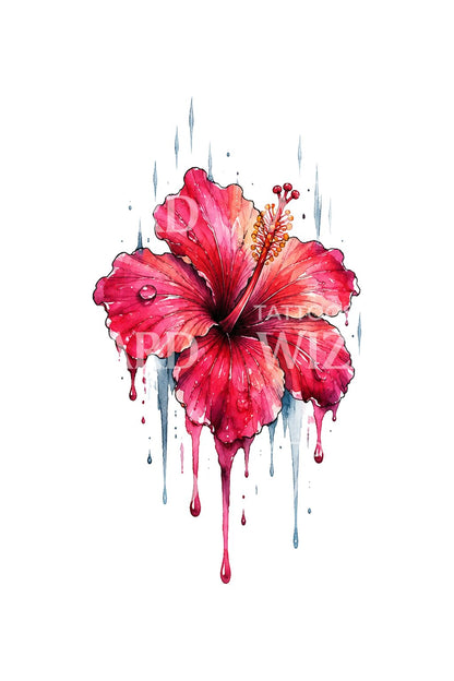 Pontozott hibiszkusz a nap előtt | Tattoo Design