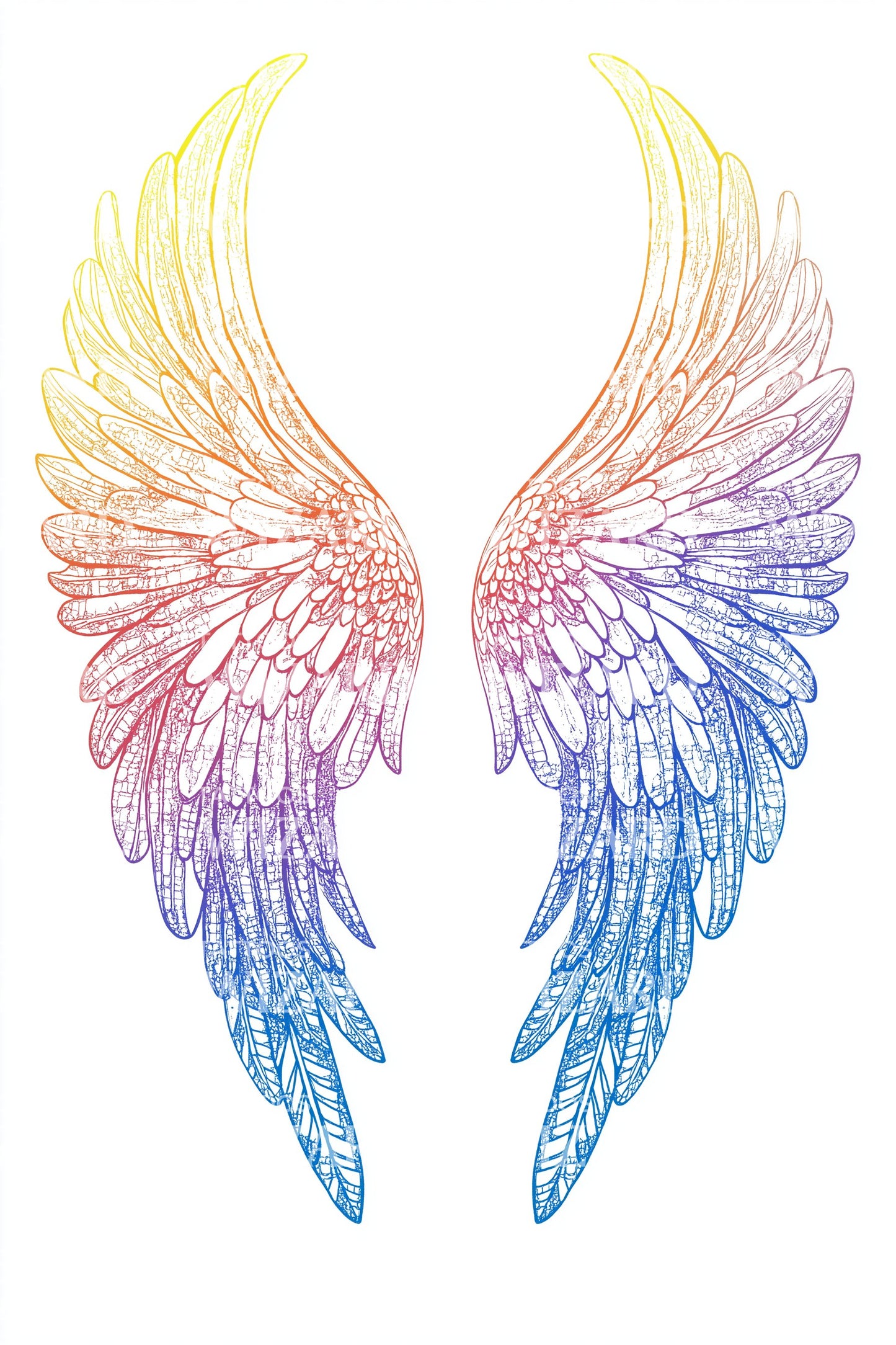 Desenho de Tatuagem de Asas de Anjo Arco-Íris