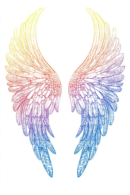 Regenbogen Engel Flügel Tattoo Design