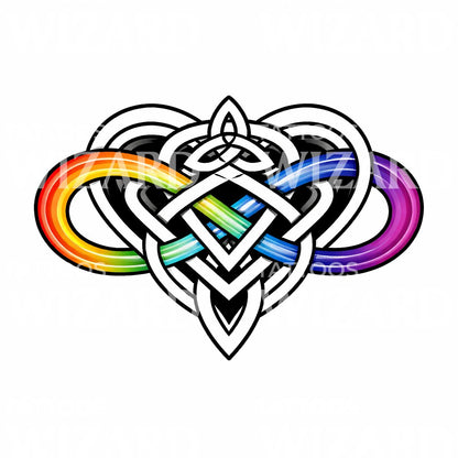 Rainbow Celtic Heart Tattoo Design