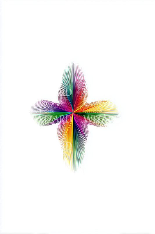 Rainbow Clover Cross Tattoo Idea