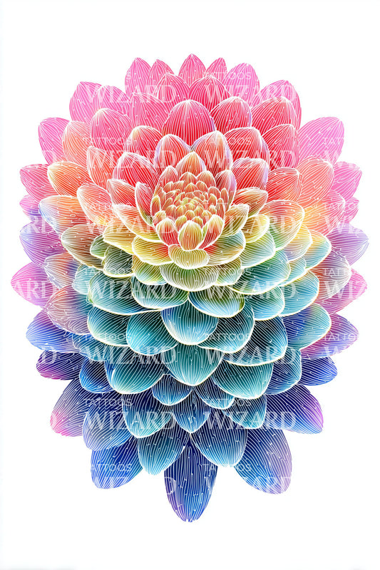 Design de Tatuagem Mandala Dália Arco-Íris