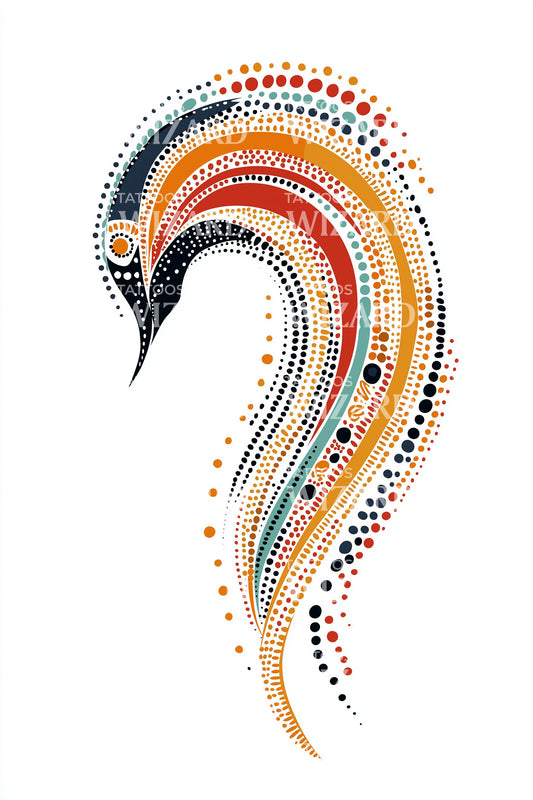 Rainbow Dotted Peacock Tattoo Design