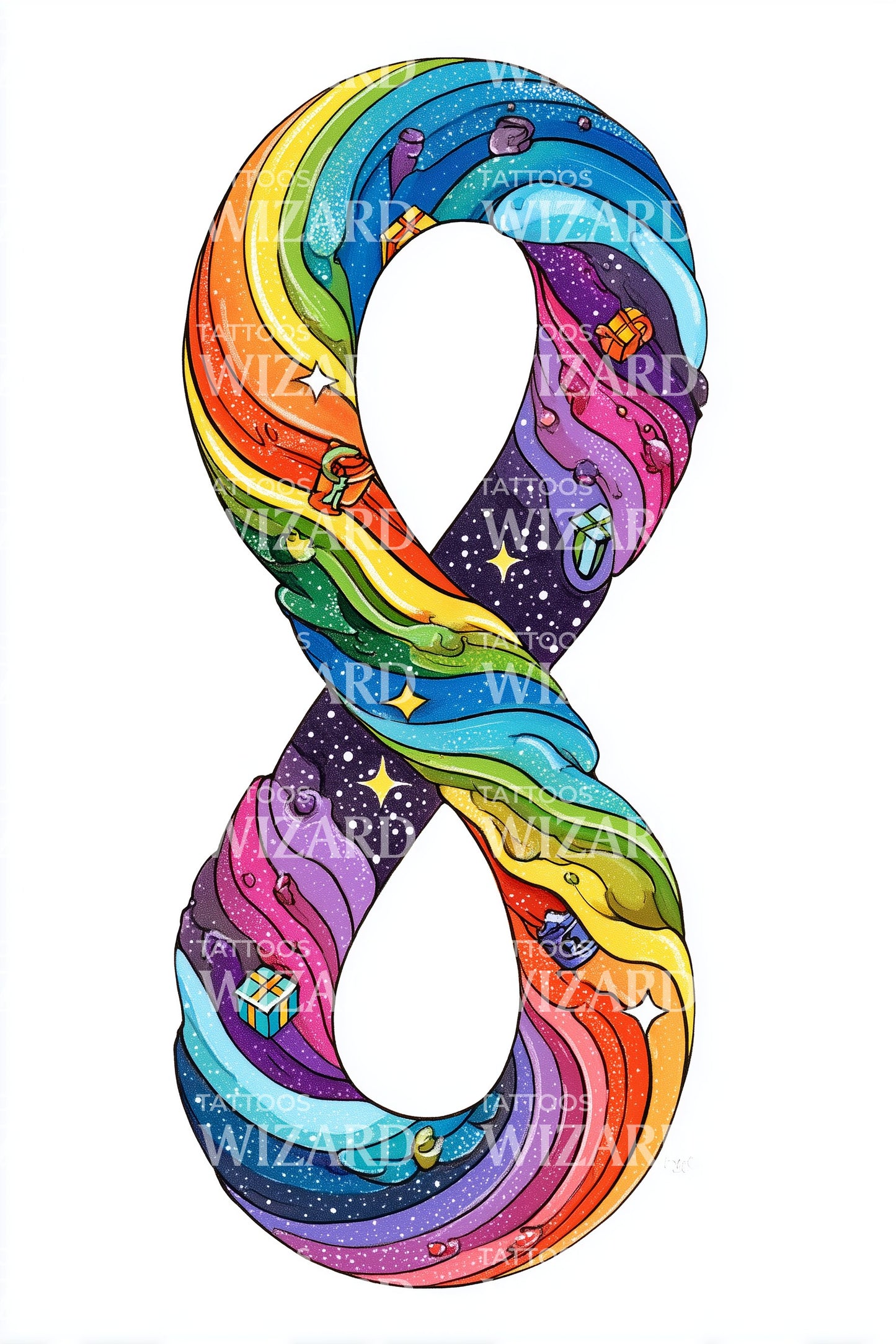 Rainbow Infinity Wave Tattoo Design