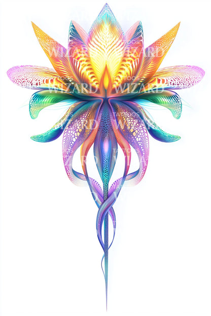 彩虹莲花能量纹身设计