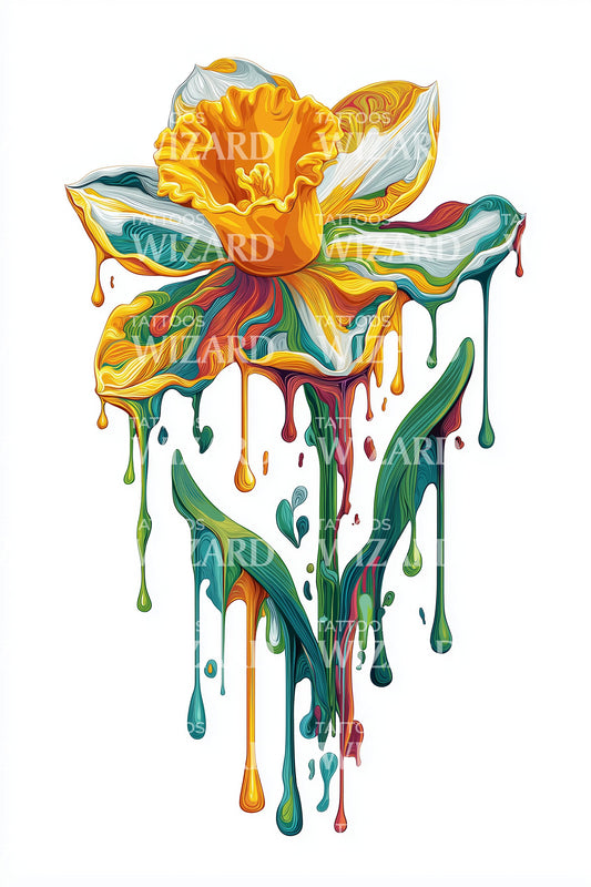 Regenbogen Schmelz Narzissen Tattoo Design