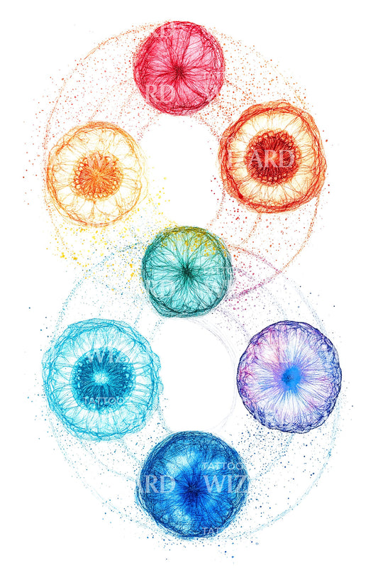 Rainbow Microbe Dots Tattoo Idea