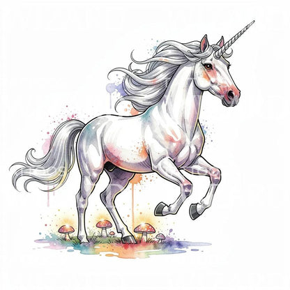 Rainbow Unicorn Mushroom Tattoo Illustration