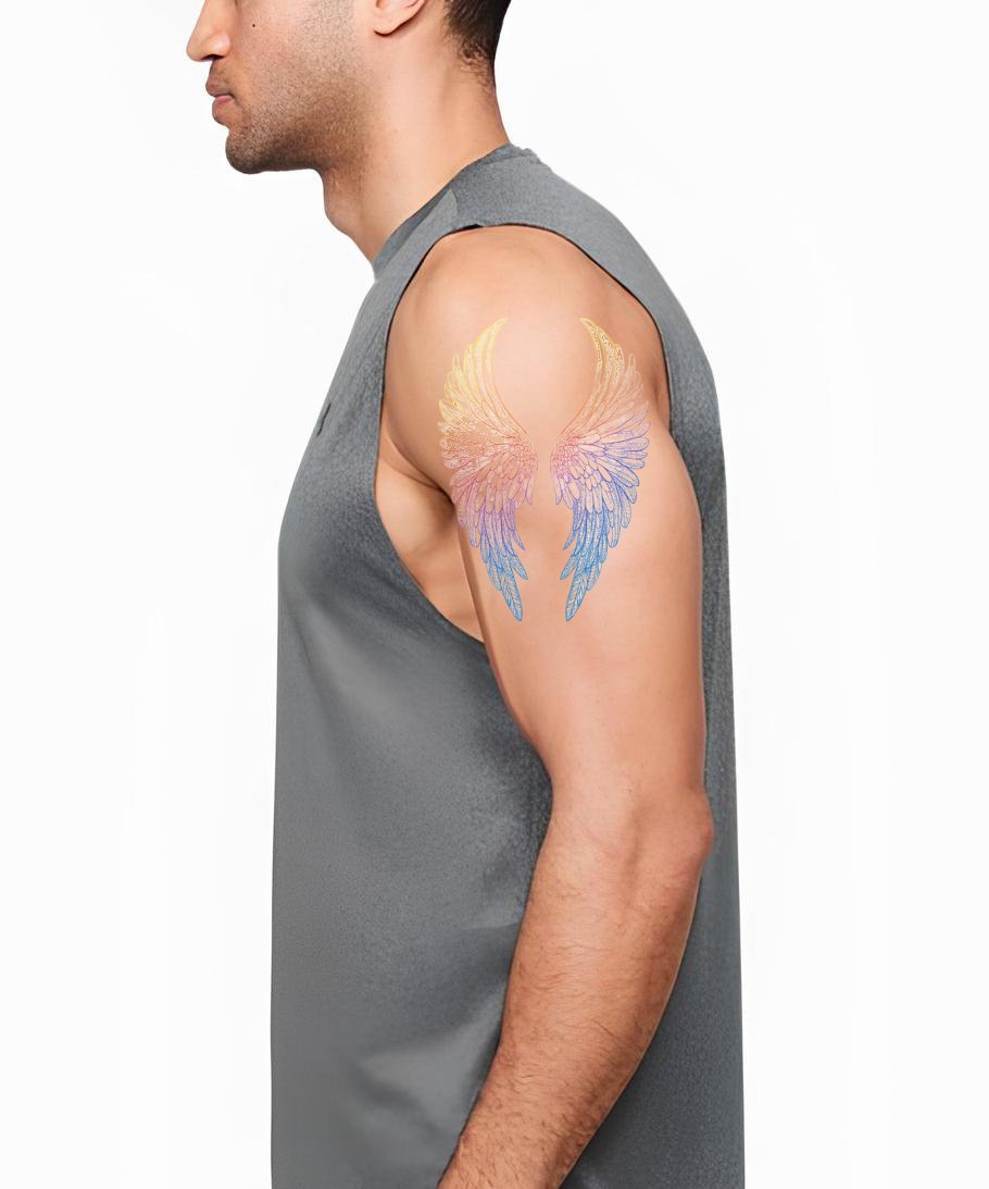 Desenho de Tatuagem de Asas de Anjo Arco-Íris