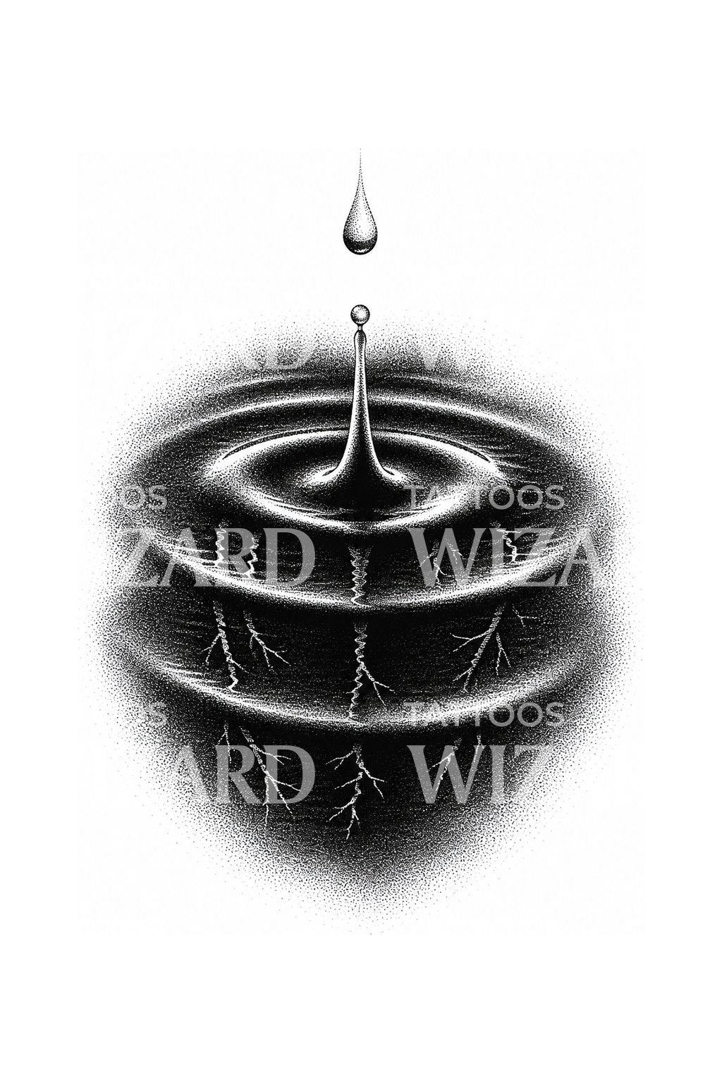 Desain Tato Tetes Hujan dan Cincin Riak