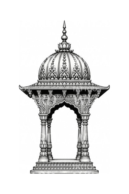 Rajput kupolás chhatri pavilon tetoválásminta