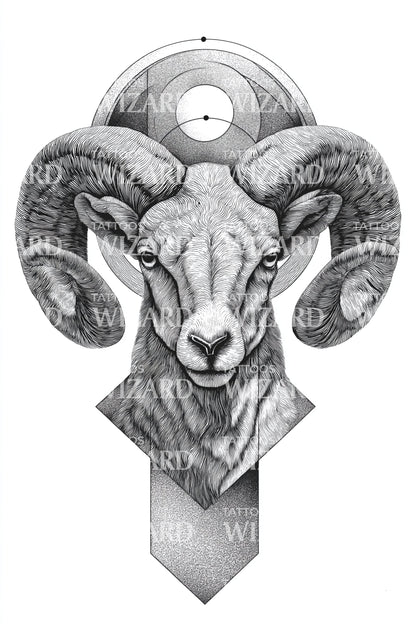 Design Tatuaggio Geometria Testa di Ariete