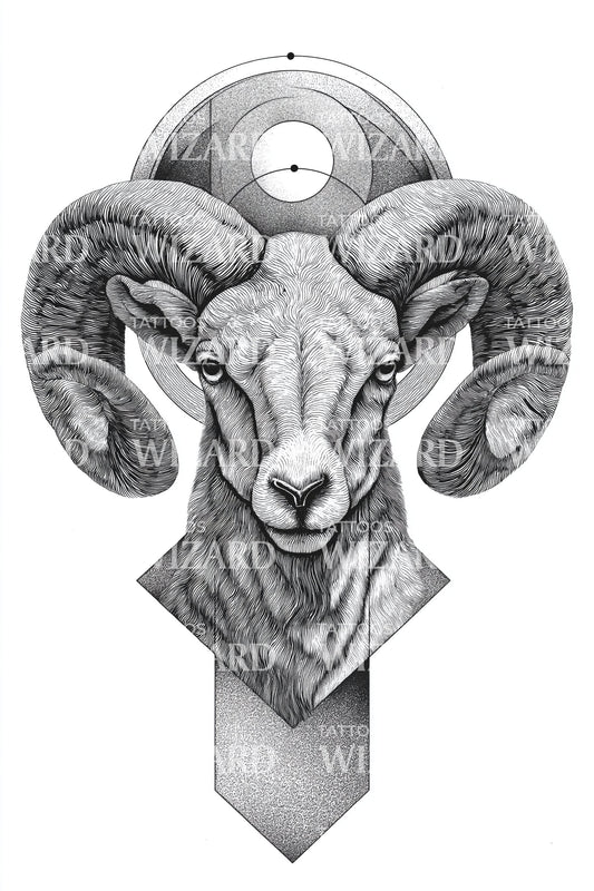 Design Tatuaggio Geometria Testa di Ariete