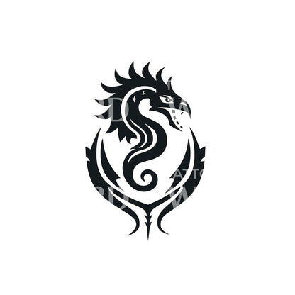 Tribal Minimalist Dragon Tattoo Design