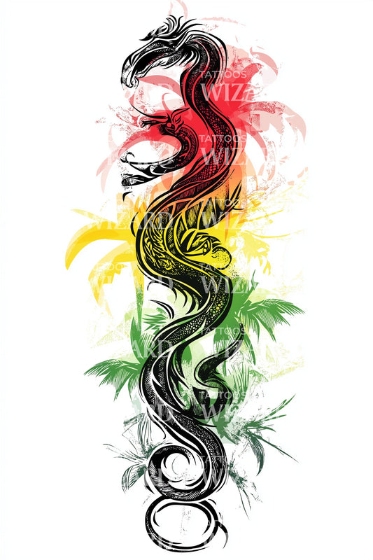 Rasta Serpent Flow Tattoo Design