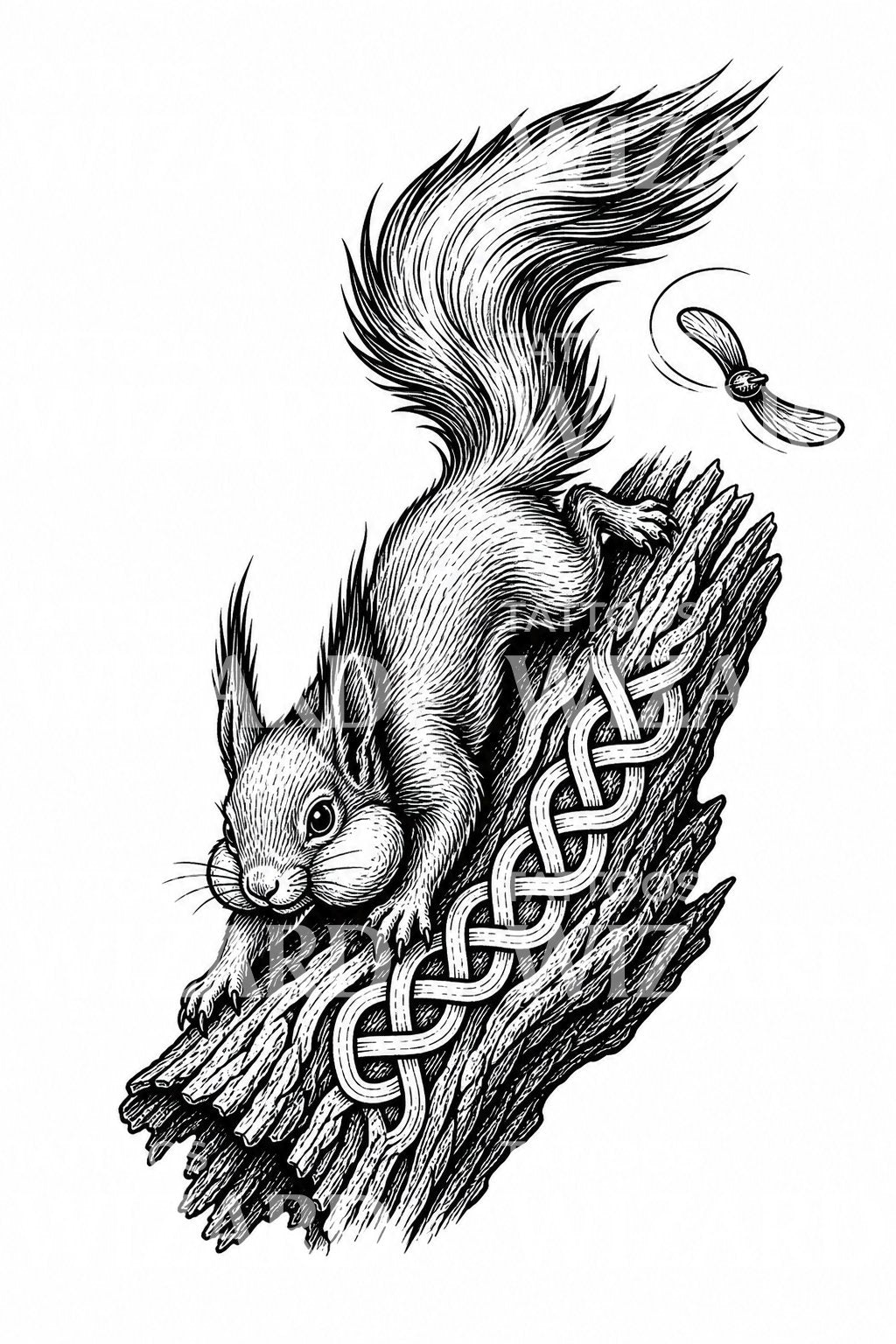 Ratatoskr Norse Squirrel Tattoo Design