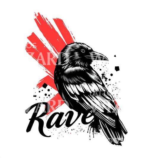 Raven Brushstroke Tattoo Design