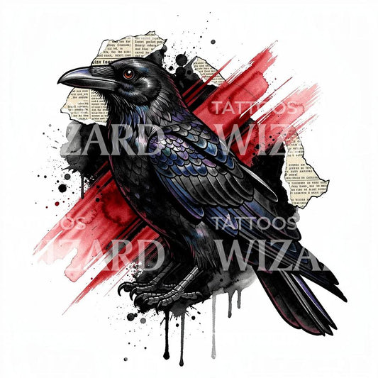 Raven Collage Tattoo Illustration