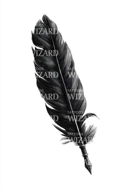 Design de tatouage plume de corbeau