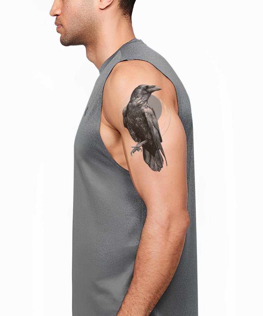 Raven Halo Circle Tattoo Design