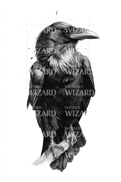 Raven Portrait Shadow Tattoo Design