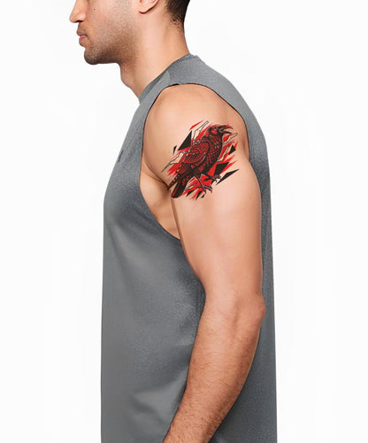 Crimson Raven Shard Tattoo Design