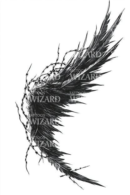 Raven Wing Sweep Tattoo Design