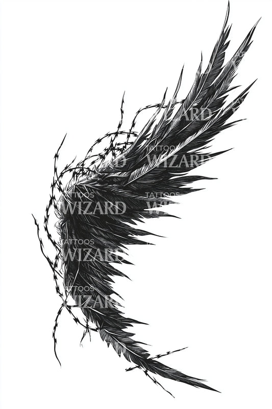 Raven Wing Sweep Tattoo Design