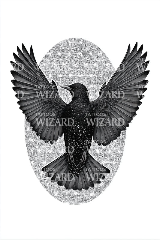 Raven Wings Eclipse Tattoo Design