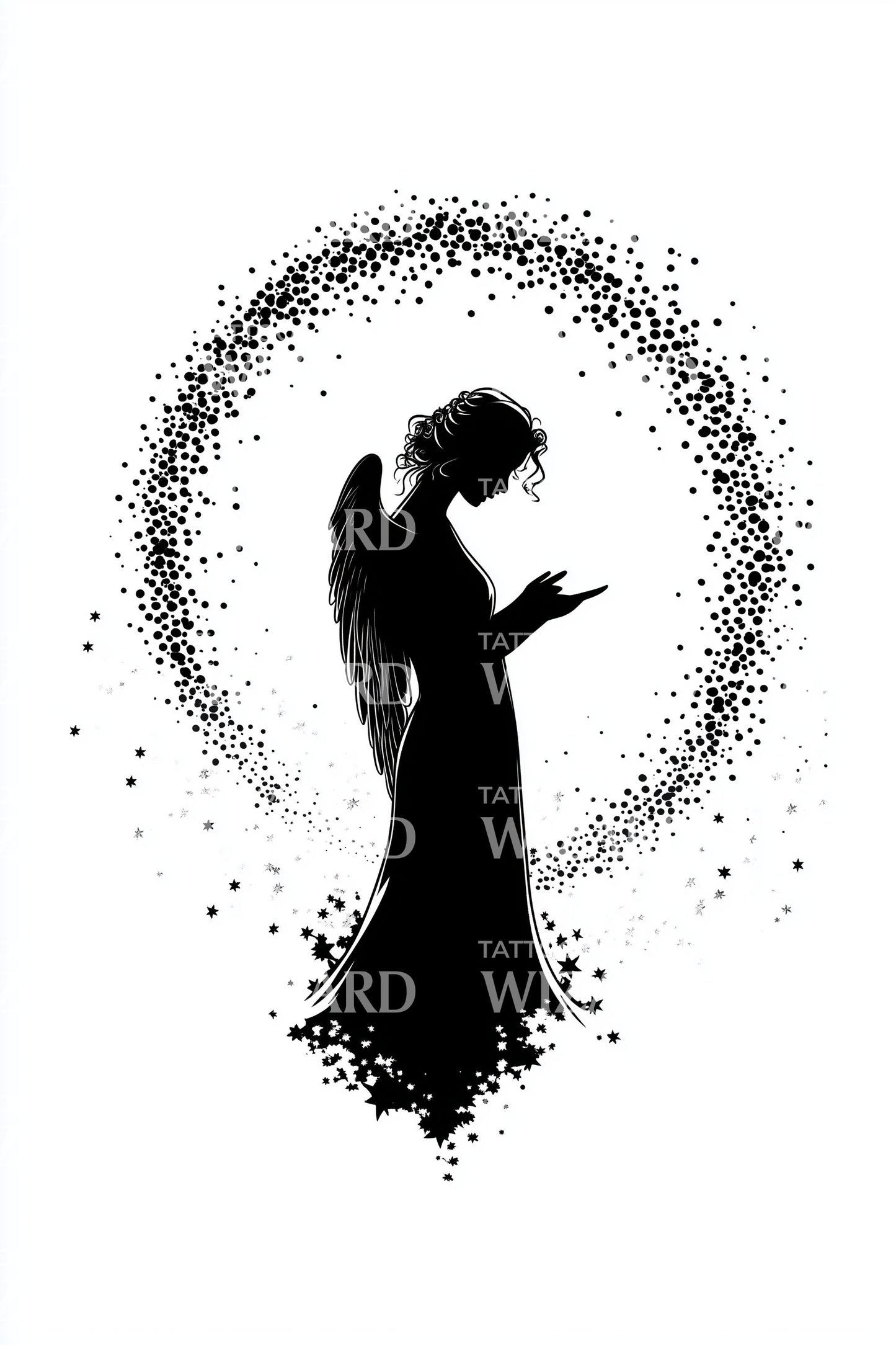 Diseño de tatuaje de ángel halo de lectura